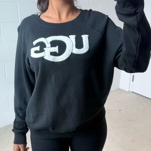UGG Women's Black Sweatshirt with White fuzzy Logo